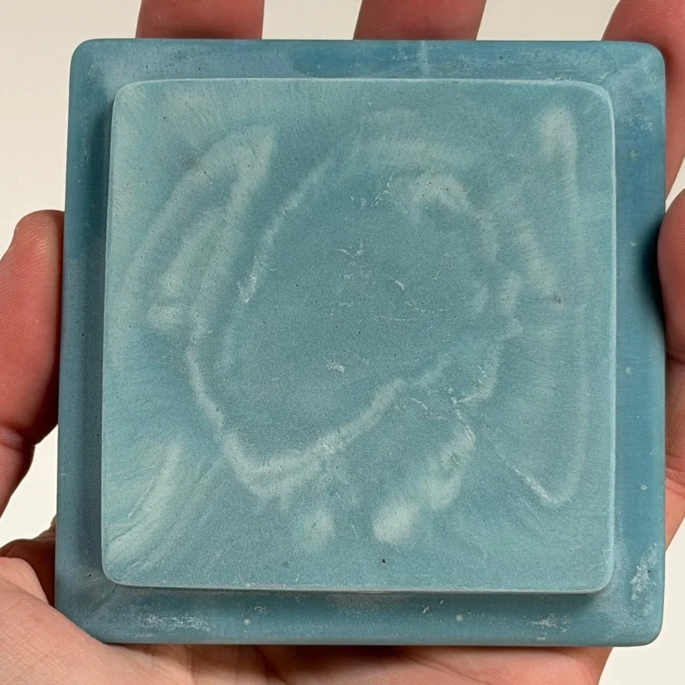 Vintage‎ Jewelry Trinket Box Small Blue Man Mythical Man Elf Fairycore USA